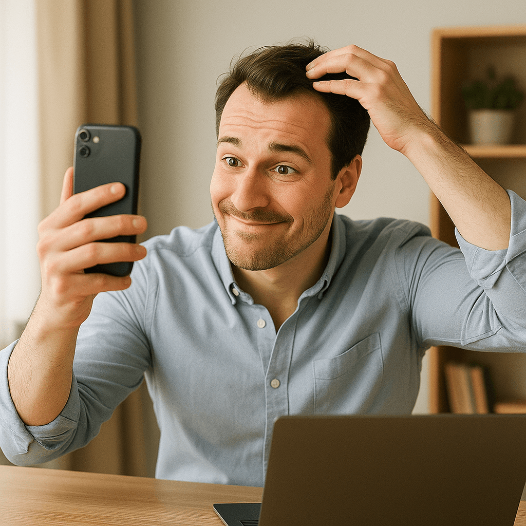 A cheeky reminder that the best way to monitor hair health is to document it regularly — no guesswork needed.
