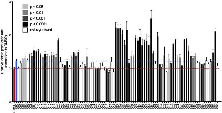 Chart showing lactate induction by Pelage's JXL-series compounds